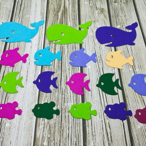 Découpes de poisson en papier - Découpe de poisson en papier - Poissons en papier - Découpe en papier - Poisson en carton - Poisson coloré - Baleine - Baleine en papier - Poisson en papier