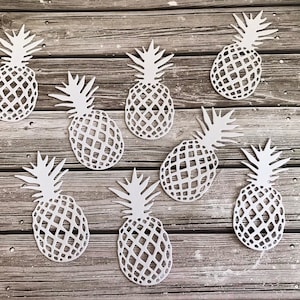 Ananas découpés en papier - Découpes d'ananas en papier - Ananas en papier - Découpes en papier - Papier blanc - Papier cartonné Feuilles - ananas