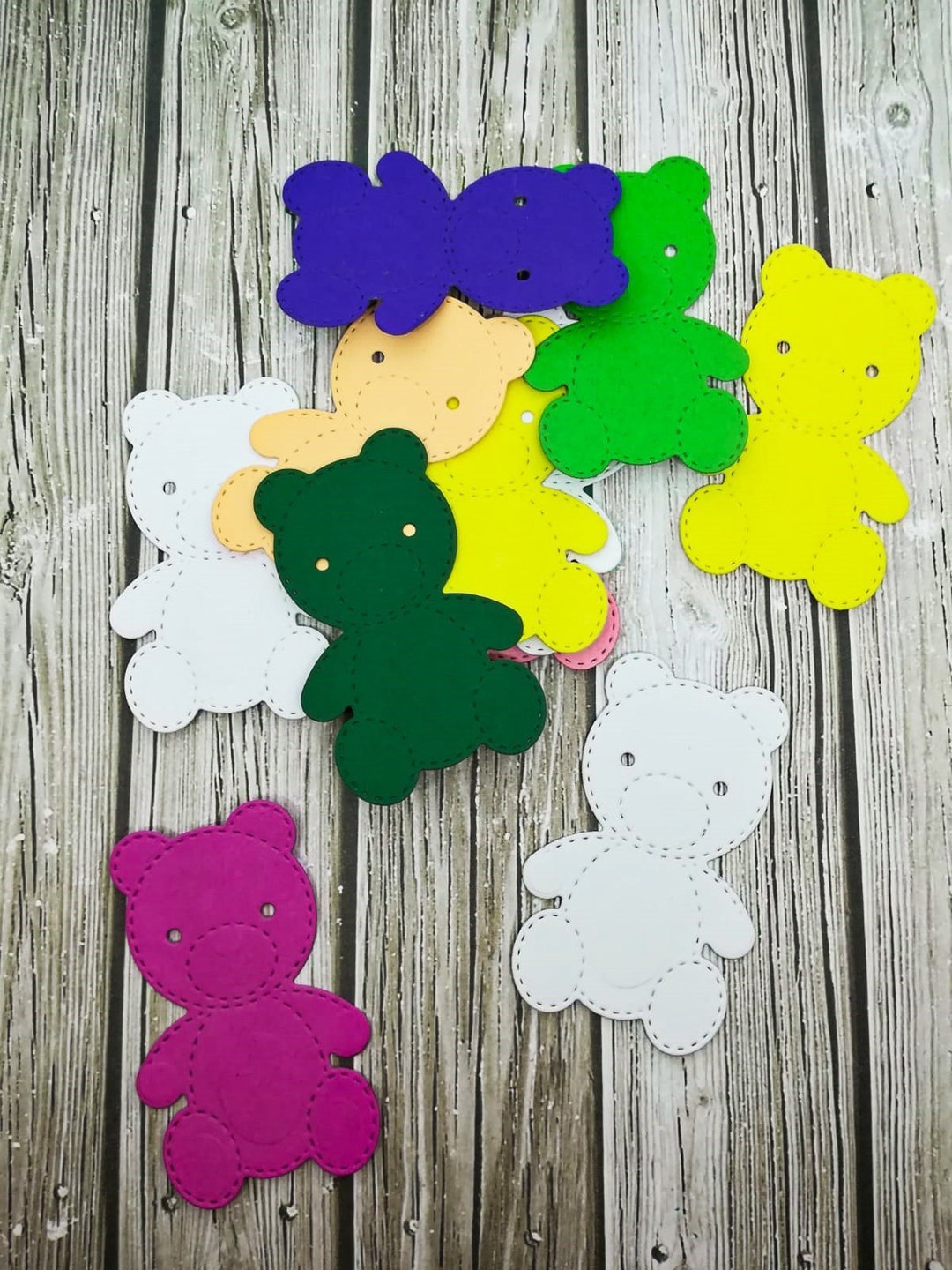 Paper Bear Diecut Paper Bear Cutout Paper Bears Paper Die Cut Card Stock Bears Pink Bear Yellow