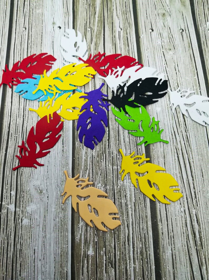 Paper Feathers Die Cut Feathers Cutout Feathers Paper Die Cut Feather Confetti Paper Feather