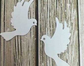 Paper dove die cuts - Paper doves Cutouts - Paper doves - Paper die cut - Card stock dove - Dove - White doves