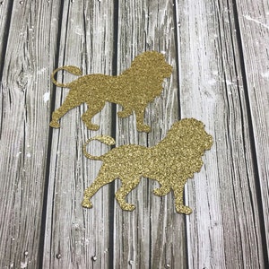 Adorno para tarta de león - León de papel - Leones con purpurina troquelados - León de papel con purpurina - Forma de león con purpurina - León con purpurina - Leones dorados