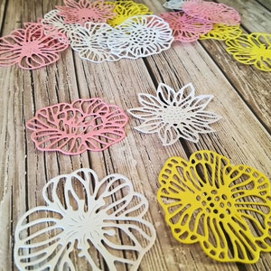 Papierblumen die cuts - Papierblumen Ausschnitt - Papierblumen - Papier gestanzt - Kartonblumen - Weiße Blumen - Gelbe Blumen