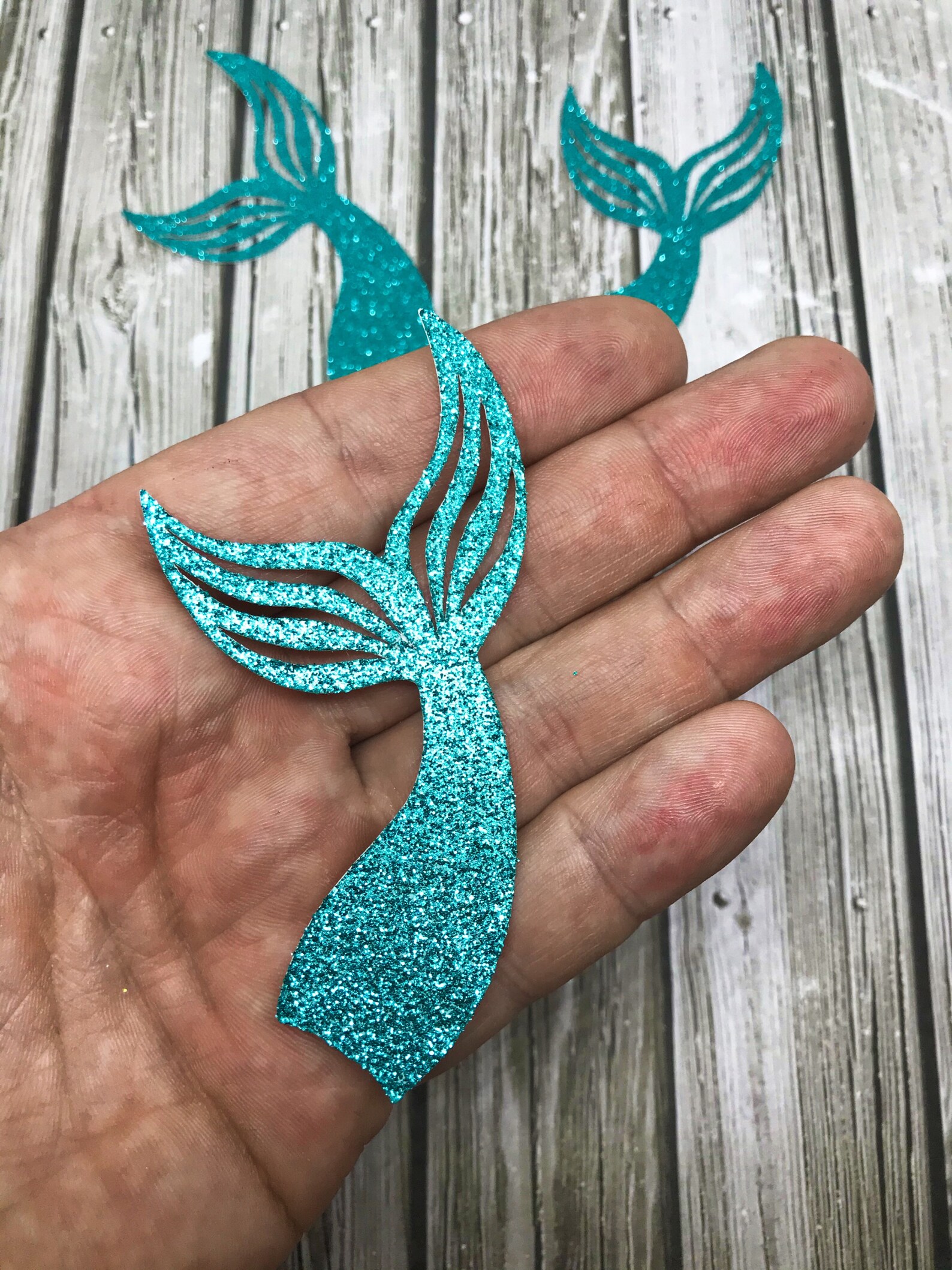 Mermaid Tail Die Cut Cake Topper Glitter Paper Mermaid Glitter Mermaid