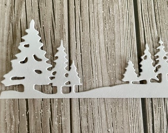 Skyline die cuts - Paper skyline die cut - White winter scene - Winter - Paper card embellishments - card making supplies  - White scene