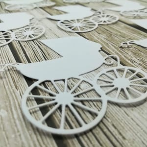 Papieren kinderwagen - Gestanste wagen - Gemengde kleuren wagen - Gestanst papier - Koetsconfetti - Papieren wagenuitsparing - Kleine wagen