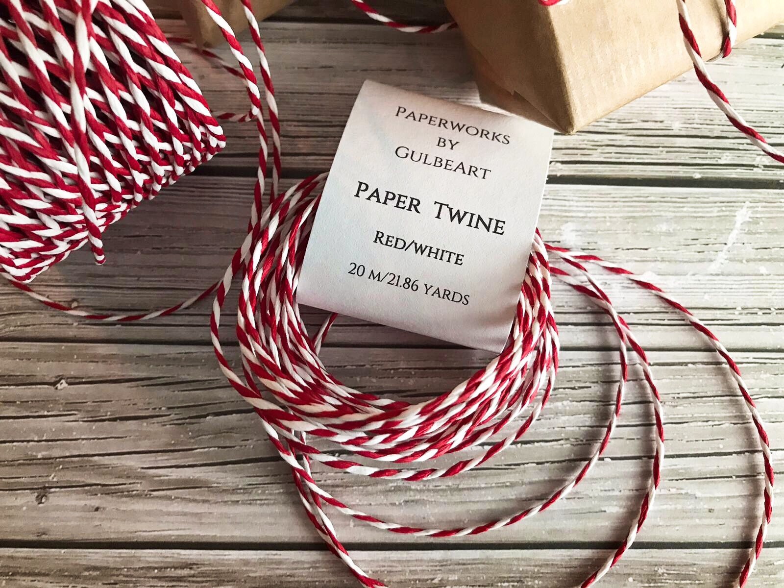 Jam Paper Baker's Twine Red & White 500 Yards Sold Individually (349527465)