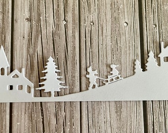 Skyline die cuts - Paper skyline die cut - White winter scene - Winter - Paper card embellishments - card making supplies  - White scene