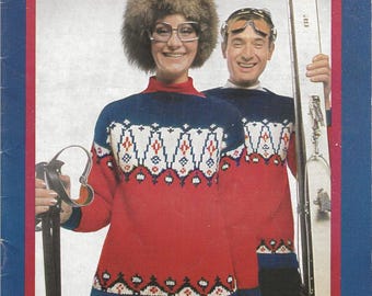 Patons Skol Knitting Pattern: Vintage Fair Isle Ski Sweater (PDF)