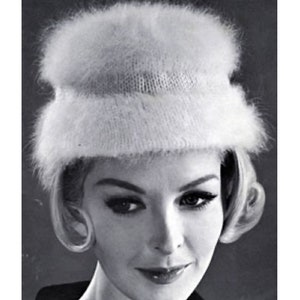 Patrón de gorro de angora de punto de los años 50: Alta costura retro (Descarga en PDF)