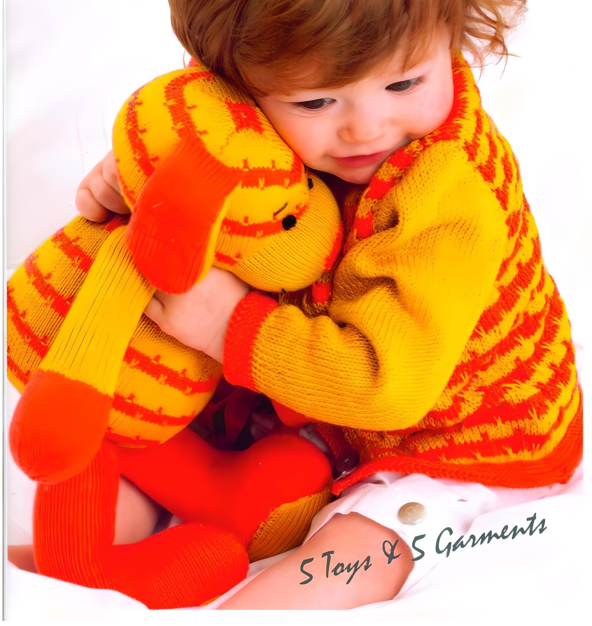PDF Patons Book 3804 Children's knit pattern 5 garments 5 toys Textured bobble or loopy jackets hats mitts cosy outfits chest 46cm-51cm