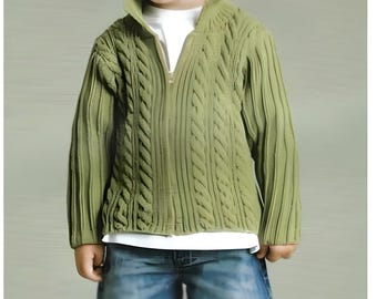 Knitting PDF boys cotton design pattern book - stitch tutorials patterns - jumpers zipped cardigans vest cable jackets textured jumper vest