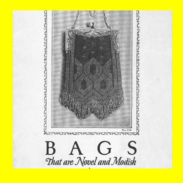 Beading Bags PDF 1920's pattern book - 6 patterns - images instructions + beading patterns vintage handbags Novel and Modish ebook digital