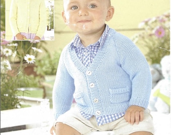 Children's Knit V + Round Neck Cardigan Pattern: Birth to 7 years Sizes (PDF Pattern)