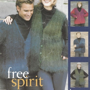Cardigan gilet da donna e uomo in mohair Mirage Free Spirit, modelli per maglieria unisex, idee di design creativo - testo e foto - PDF