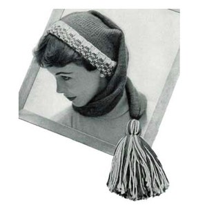 Vintage Knitted Stocking Cap Pattern: Worsted Knit Headband Scarf (PDF Download)