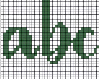Contemporary Green Lower Case Alphabet Needlepoint Pattern (PDF)