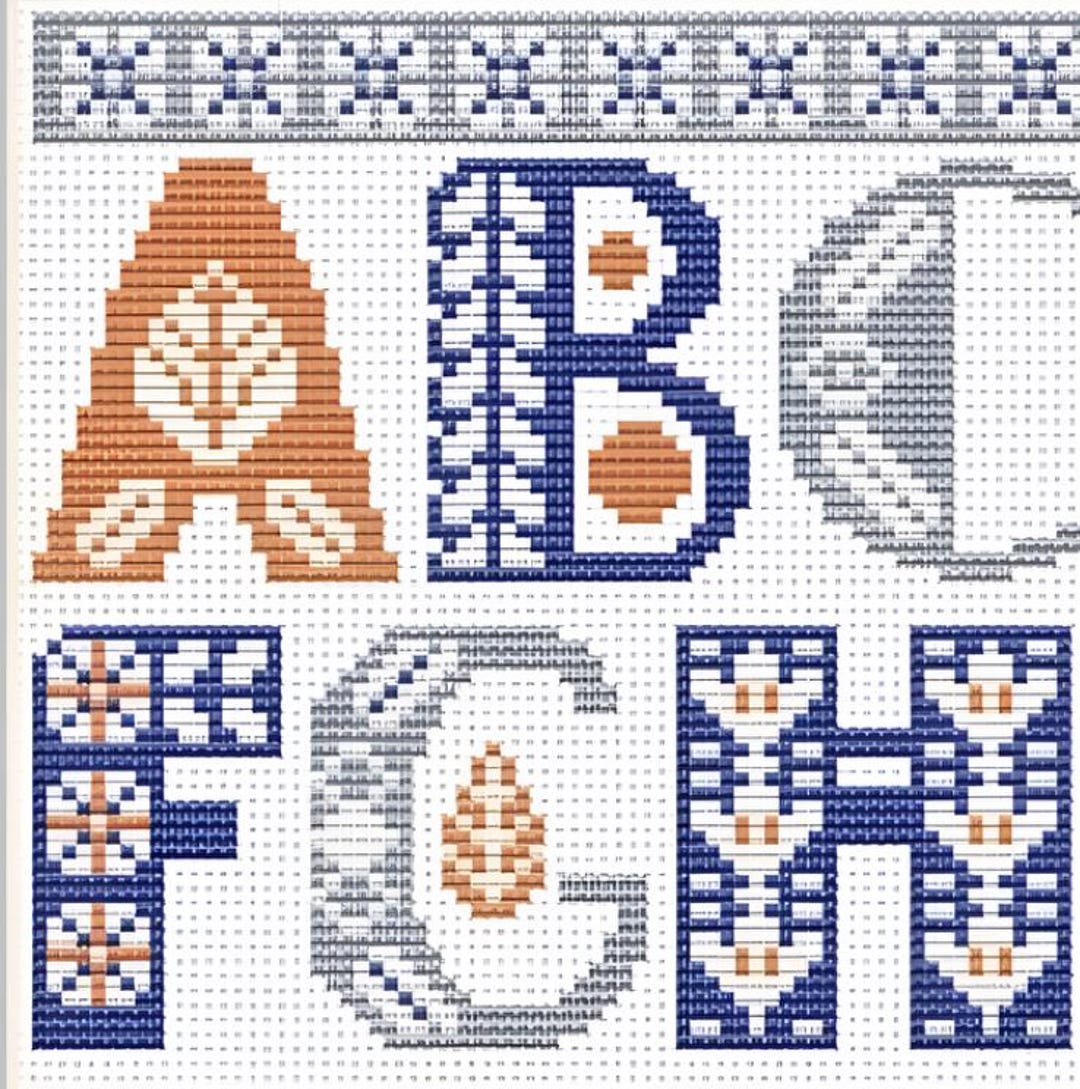 Needlepoint Lettering Needlepoint Alphabet Cross Stitch Pattern: Calligraphy Font, Border ...