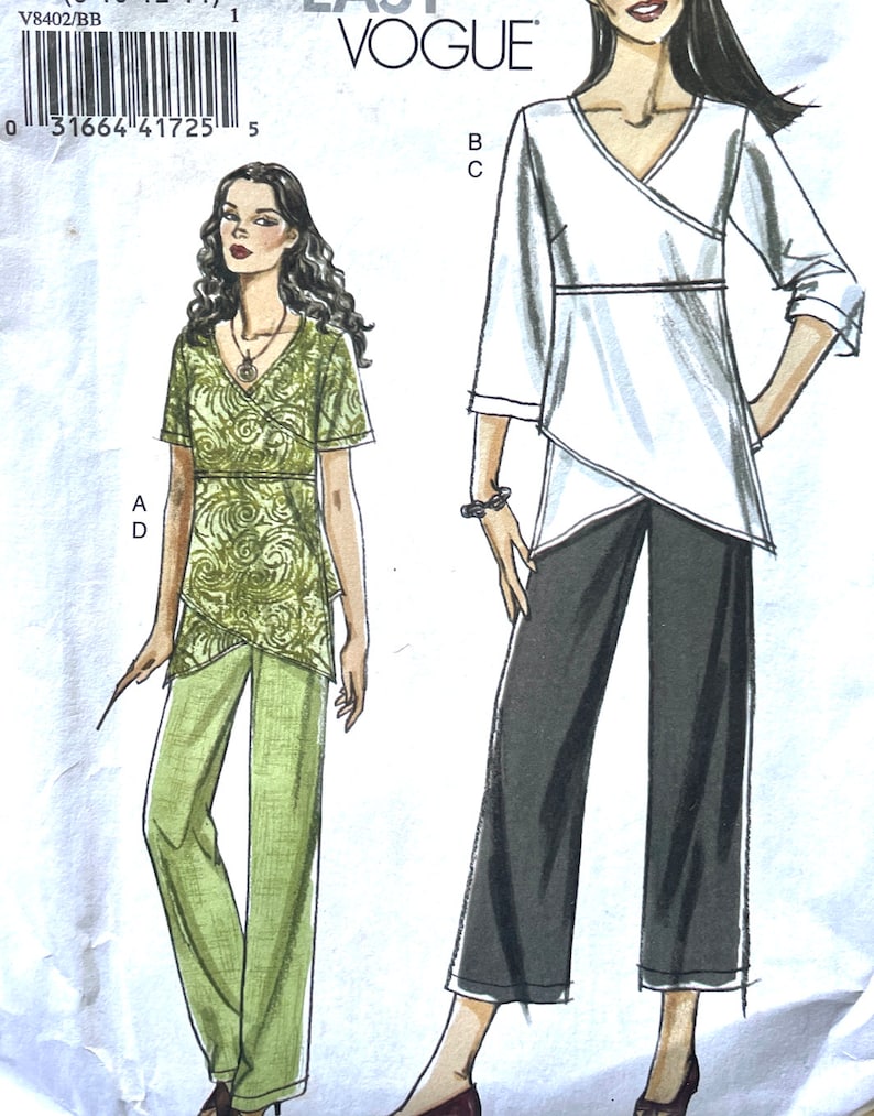 Vogue V8402 UNCUT Tunic Pants Pattern Very Easy Vogue front Mock Wrap ...