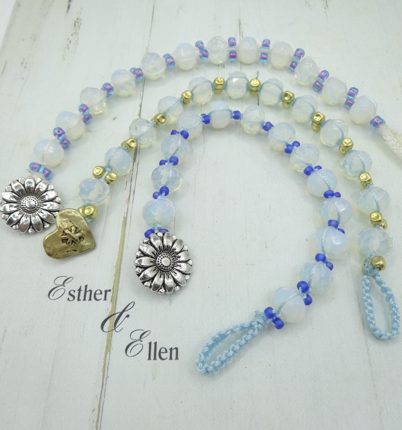 Knotted bracelet of Opaline faceted glass beads by Esther /& Ellen