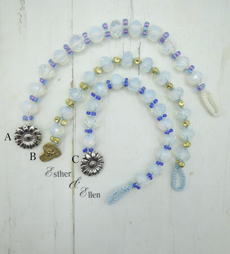 Knotted bracelet of Opaline faceted glass beads by Esther /& Ellen