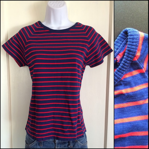 1960s woman's High Quality Cotton Striped T-shirt