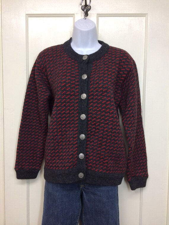 1980s LL Bean Nordic Birdseye wool rayon cardigan