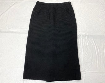 1950s black texture striped pencil skirt skirt 27” high waist side zipper