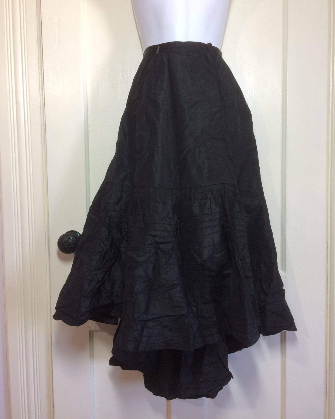 Antique Victorian era black silk ruffle tiered petticoat skirt | Etsy