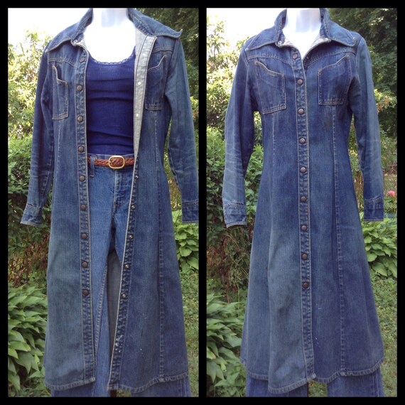 Vintage 1970's Long Denim Landlubber Jacket Coat looks Etsy