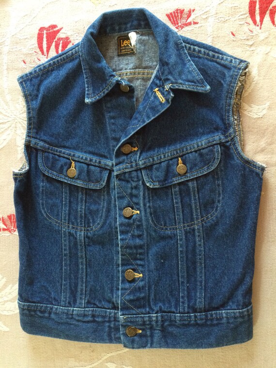 1980s Lee 2 Pocket Cut-off Sleeves Dark 