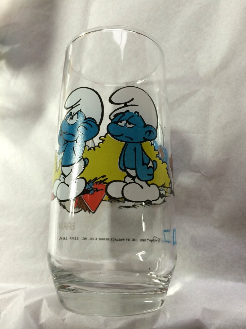 1980's 1982 Vintage Smurfs Character Glasses Set of 2 Etsy