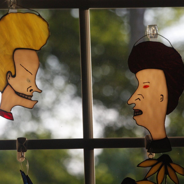 Stained Glass Beavis and Butthead Suncatchers