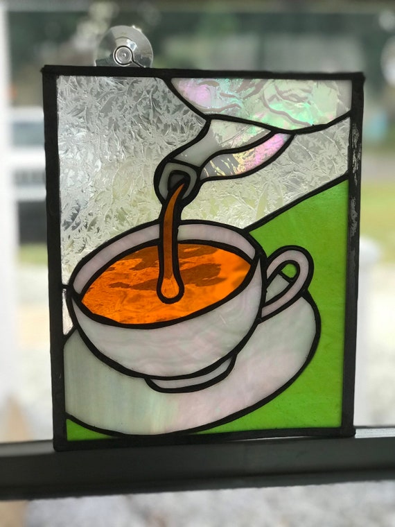 Stained Glass Coffee Cup Stained glass Teacup Stained glass Etsy