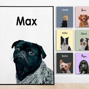 Custom Pet Portrait from Photo, Personalized Pet Dog Wall, Custom Cat Portrait, Puppy Portrait, Custom Pet Drawings, DIGITAL FILE ONLY.