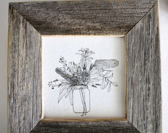 Dried Natives FRAMED print by Cliffwatcher, printed on recycled handmade paper, botanical art, Australian natives, recycled timber frame