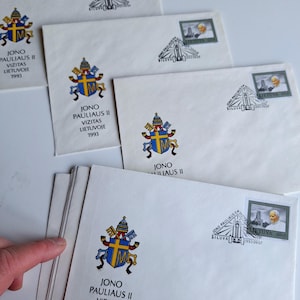 Envelopes, 10 peças, novos, visita do Papa João Paulo II à Lituânia em 1993, com selos.