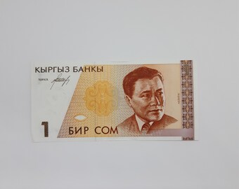 Kyrgyzstan paper money, ephemera, for altered arts, cards, collages, collections.