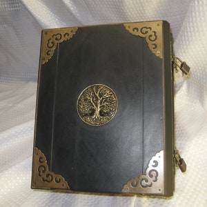 Black leather Practical magic style herb book and book of shadows for the newer witch spell book Wicca