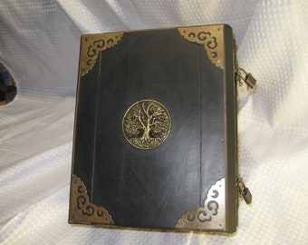 Black leather Practical magic style herb book and book of shadows for the newer witch spell book Wicca