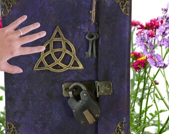 Purple or Blue Charmed book of shadows style, white magick for  wicca,  journal locking, also in green, black, red,