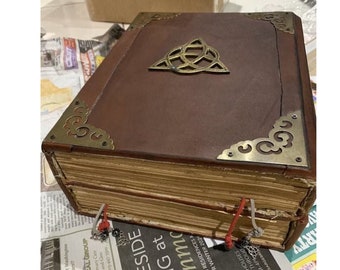 Book of Shadows and Spellbook Leather double book locking  printed pages removable pages Practical Magic Style Book