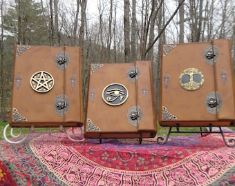 3 Book Set Book of Shadows/Book of Spells/Book of Herbs in Leather Learn Wicca Practice Spells  grimoire Witch Practical  White Magic