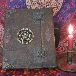 Book of Shadows for THE NEW WITCH or Experienced- Antique Brown/Black Wicca Spells, Herbs, Oils-Customizable with add/remove pages Grimoire