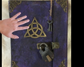 Purple or Blue Charmed book of shadows style, white magick for  wicca,  journal locking, also in green, black, red,