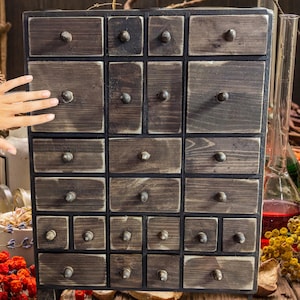 Apothecary Box: Wooden teas Cabinet for Herbs, Oils, Crystals