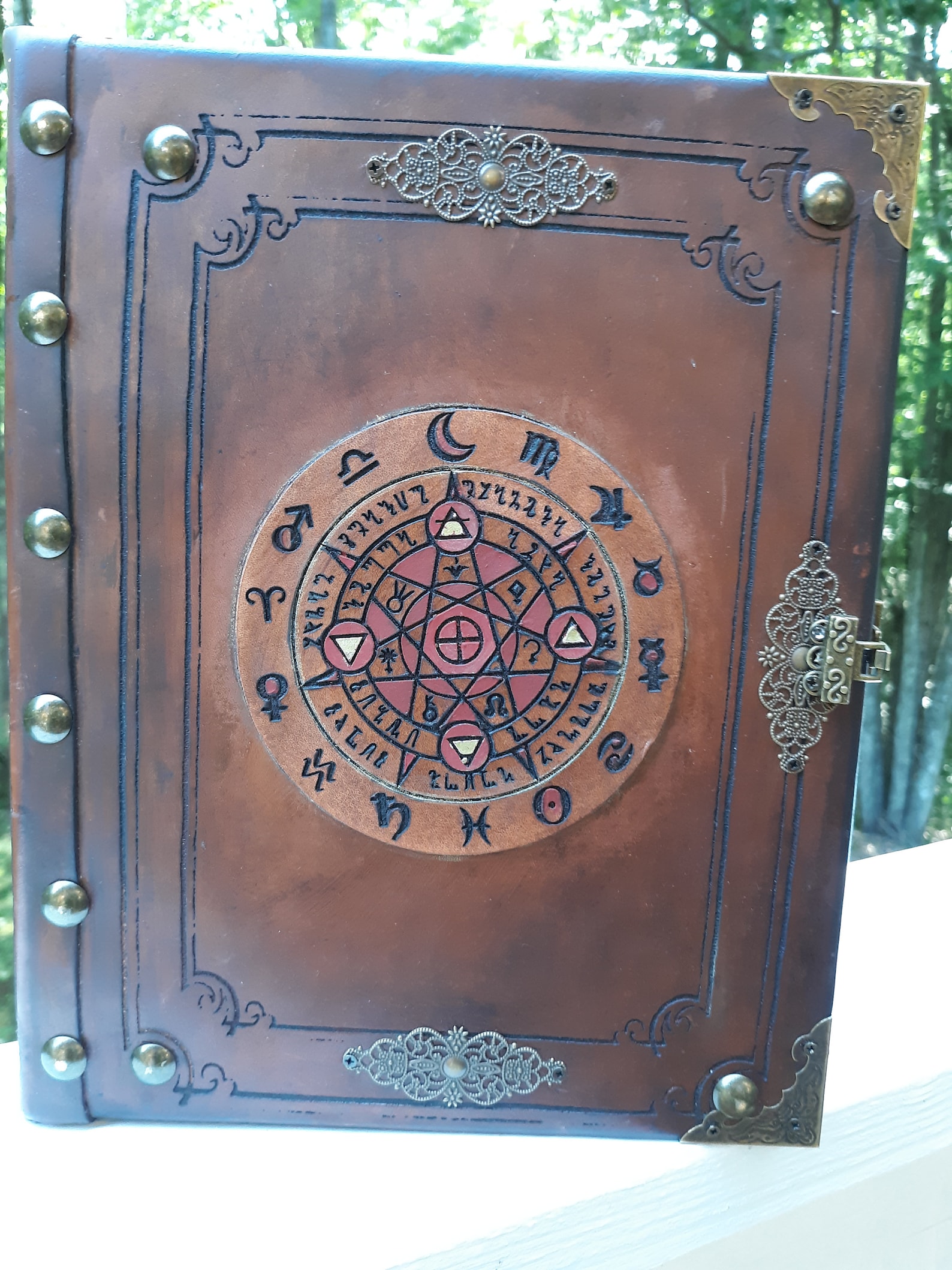 Engraved Leather Journal Book of Shadows grimoire Blank Etsy