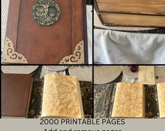 Witch book Tome Halloween spellbook with 2000 blank printable pages /Journal book Antique style locking book extra large