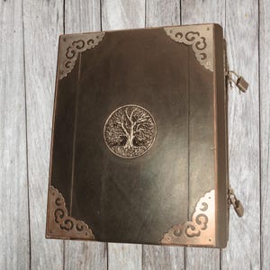Double book Practical magick style Black Leather Journal printable removeable pages image 1