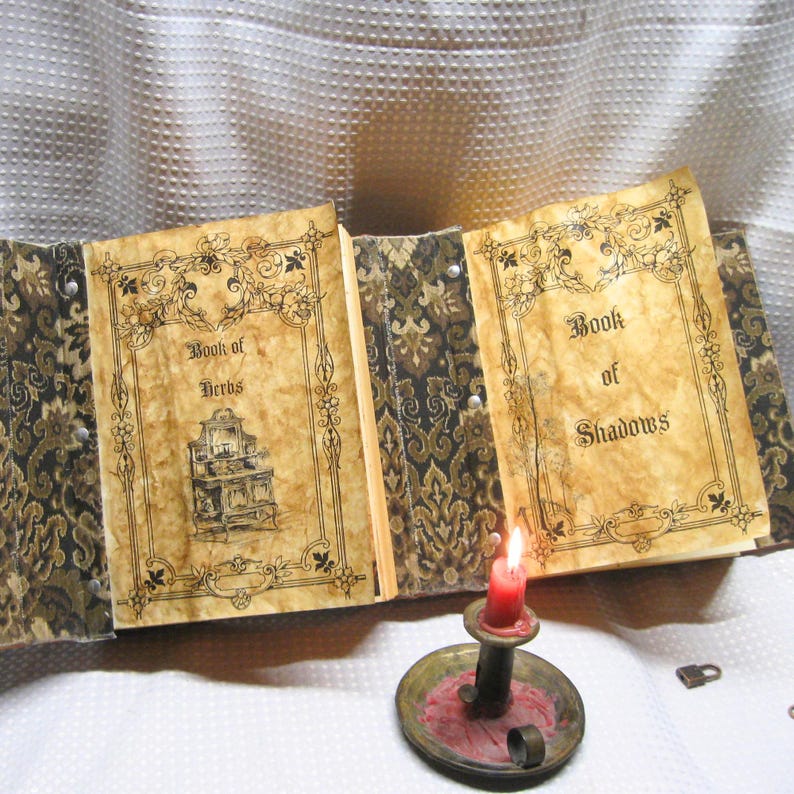 Double book Practical magick style Black Leather Journal printable removeable pages image 4